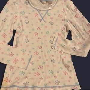 Adonna Cream Long Sleeve Tee with Multicolor Snowflake Pattern